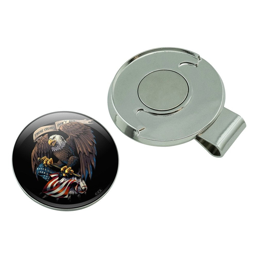 Graphics & More These Colors Don'T Run Patriotic Eagle Usa American Flag Golf Hat Clip With Magnetic Ball Marker