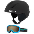 Giro Launch CP Youth Snow Ski Helmet w/Matching Goggles Matte Black/Blue Neon XS (48.5-52cm)