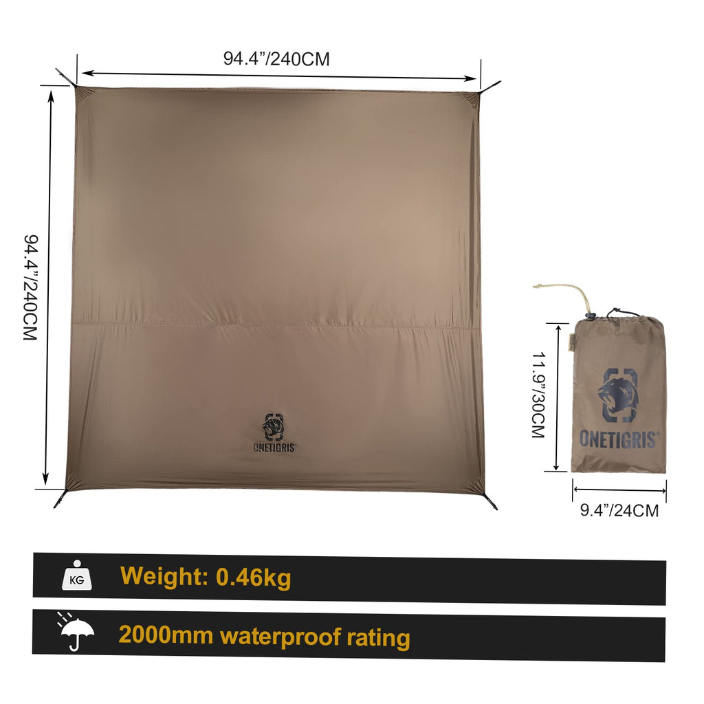 Onetigris Tent Tarp Footprint 94''X94'', Large Size, Waterproof Lightweight Multifunctional Camping Tarp Beach Blanket For Campi