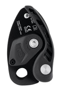 NEOX Belay device with cam-assisted blocking, optimized for lead climbing, Black