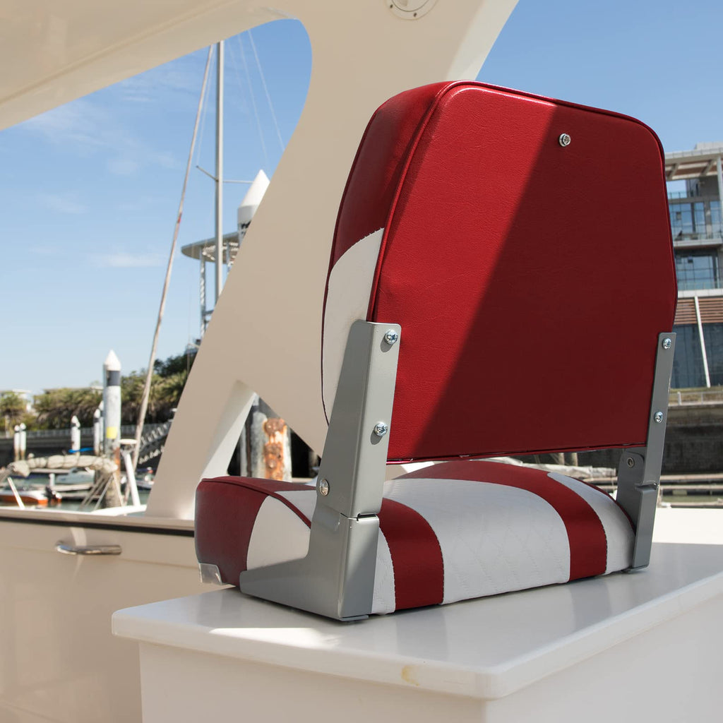 Leader Accessories A Pair Of New Low Back Folding Boat Seat(2 Seats) (C-Whitered)