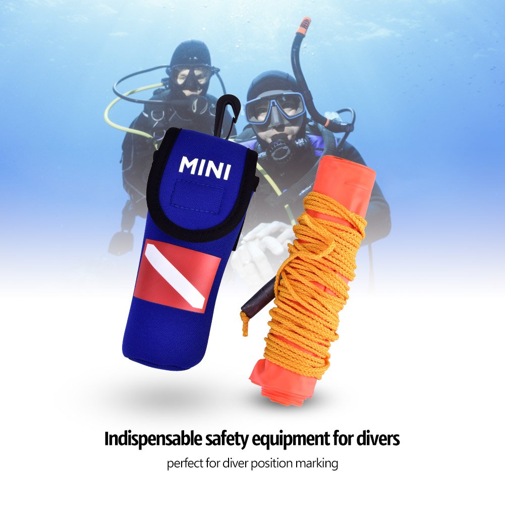 Inflatable Safety Sausage Tube, Scuba Surface Marker Buoy Diving Underwater Signal Flag Tube Snorkeling Storage Bag Dive Reel Hi