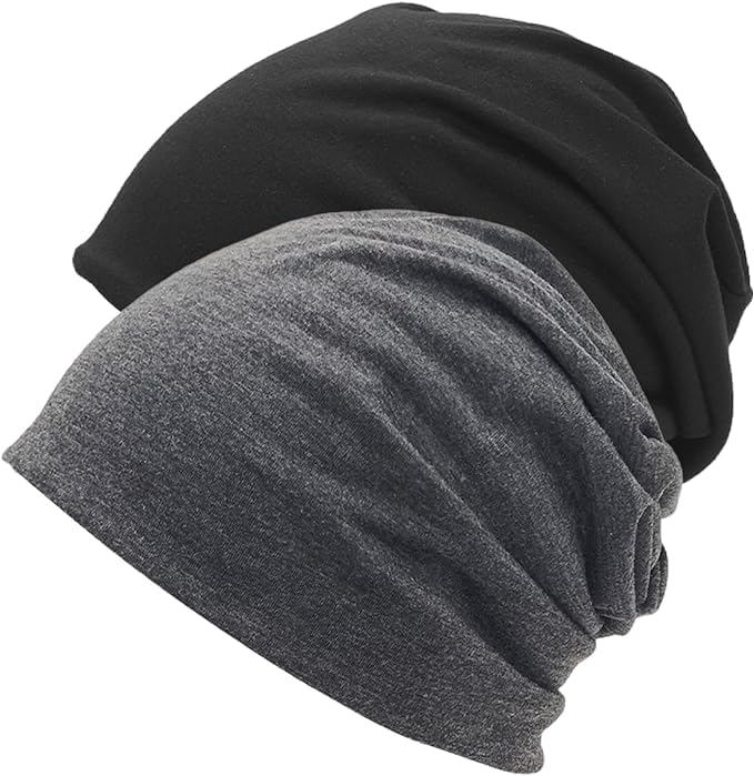 Athravfit Cotton Headwear Headwrap Slouchy Beanie Hat For Men/Women, Lightweight Oversize Large Thin Skull Cap Chemo Cap Night S