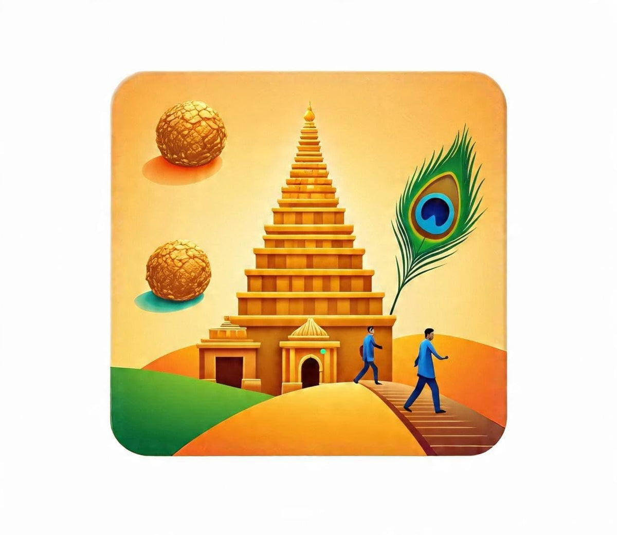 India Souvenir Wooden MDF Tirupati Fridge Magnet | Multicolour Travel Collectible & Home Decor