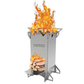 Fithike Backpacking Camping Rocket Stove,Portable Stainless Steel Wood Burning Camping Stoves For Outdoor Cooking Hiking Surviva