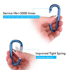 6Pcs Carabiner Caribeaner Clip,3'' Large Aluminum D Ring Shape Carabeaner With 6Pcs Keyring Keychain Hook (2 Orange+2 Navy+2 Red