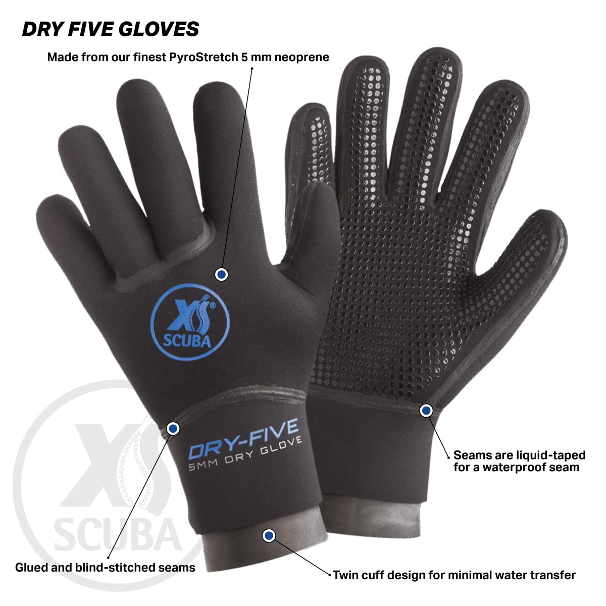 Xs Scuba Dry Five Gloves - X-Large