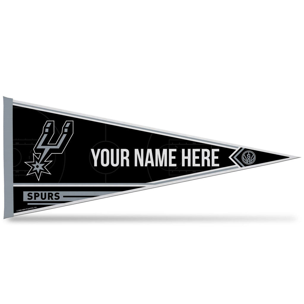 Rico Industries Nba Basketball San Antonio Spurs Personalized - Custom 12'' X 30'' Soft Felt Pennant - Ez To Hang