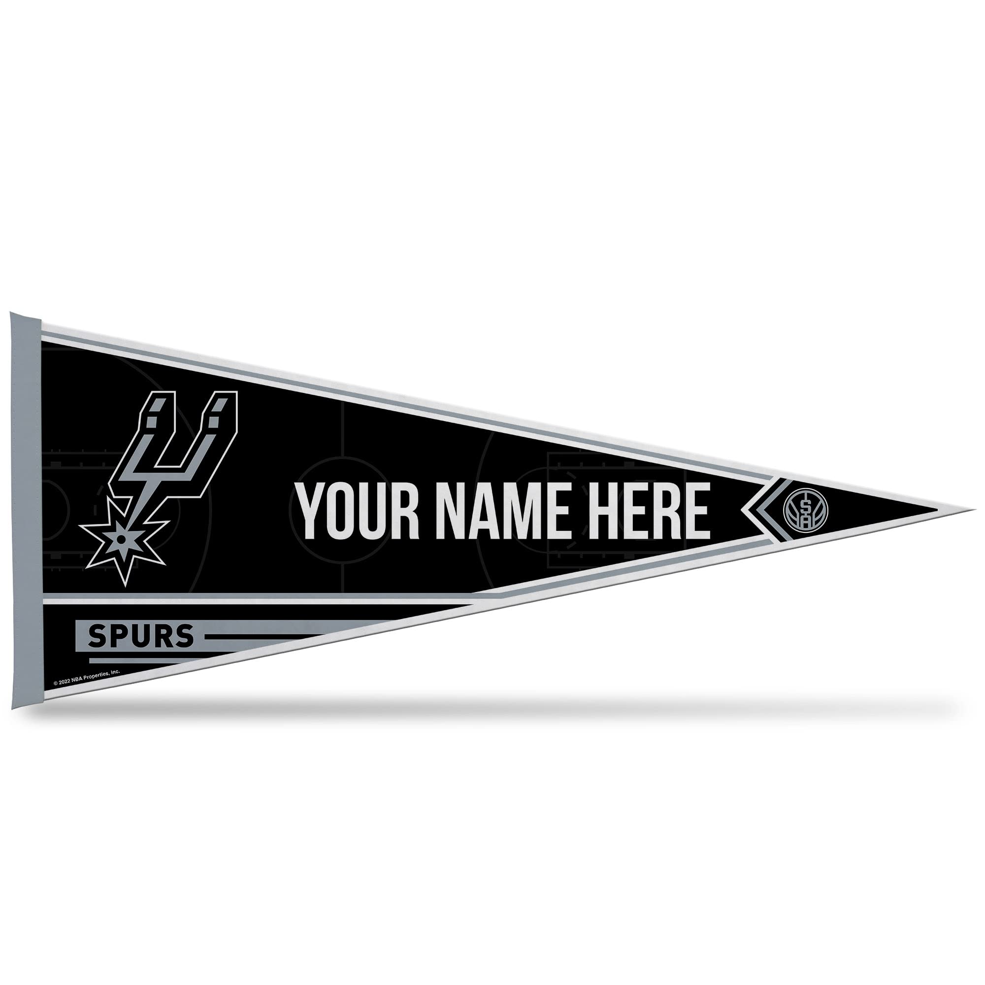 Rico Industries Nba Basketball San Antonio Spurs Personalized - Custom 12'' X 30'' Soft Felt Pennant - Ez To Hang