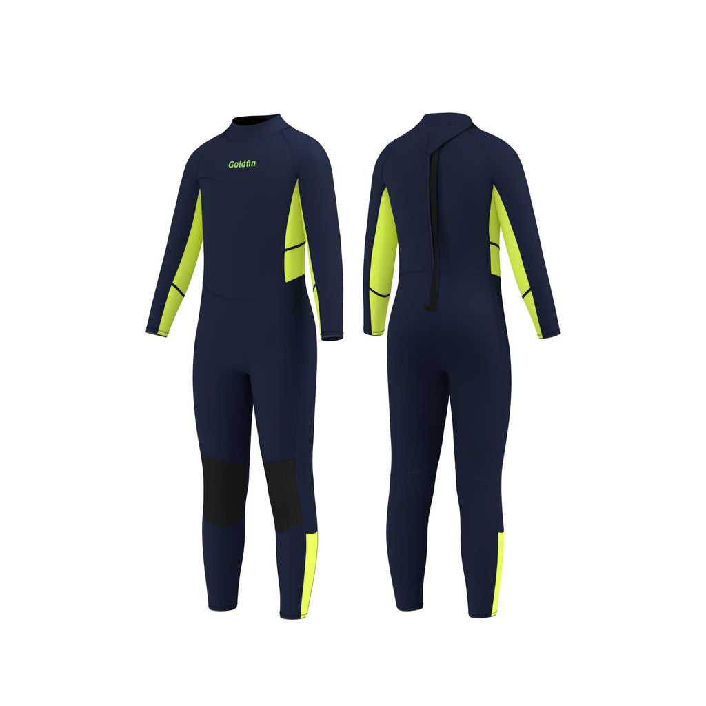 Goldfin Kids Wetsuit For Boys Girls, 3Mm Neoprene Fullsuit For Toddler Back Zip Youth Water Aerobics Diving Boating Snorkeling S