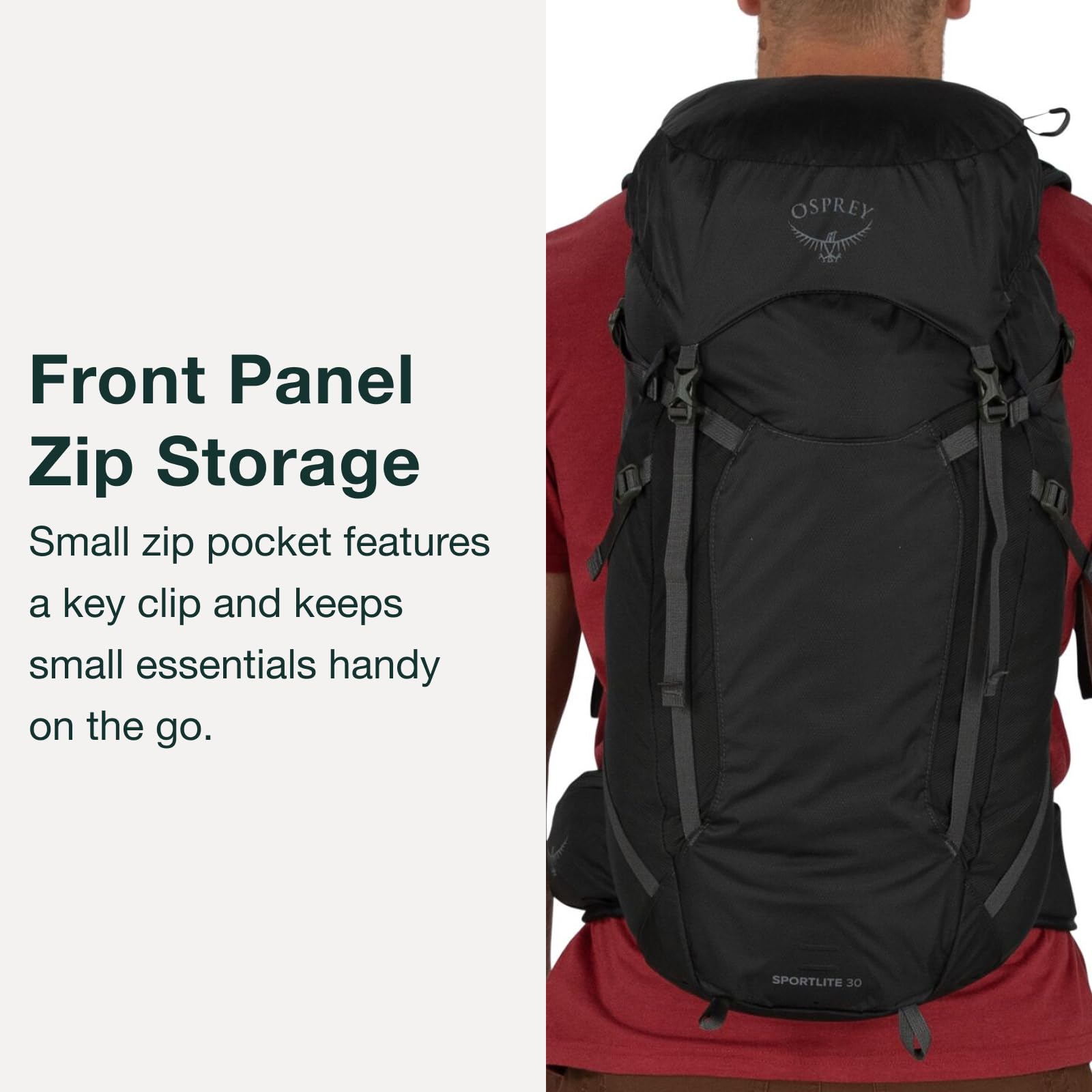 Osprey Sportlite 30L Lightweight Hiking Backpack for Men and Women, Dark Charcoal Grey, S/M