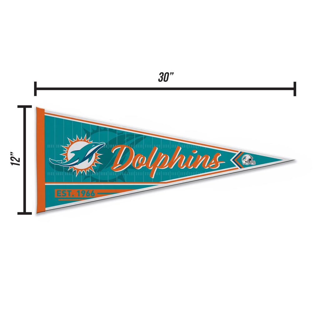 Rico Industries Nfl Football Miami Dolphins Classic 12'' X 30'' Felt Wall D  Cor Pennant - Great For Home/Bed Room/Man Cave D  C