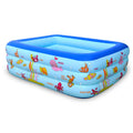 Inflatable Swimming Pool for Kids and Adults, 83 x 57 x 25 Kiddie Pool with Inflatable Soft Floor, Ocean World Family Blow Up Po