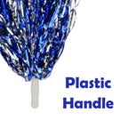 Hooshing 12Pcs Pom Poms Cheerleading Blue And Silver Metallic Foil Cheer Pom Poms With Plastic Handles For Rooters Cheering Squa