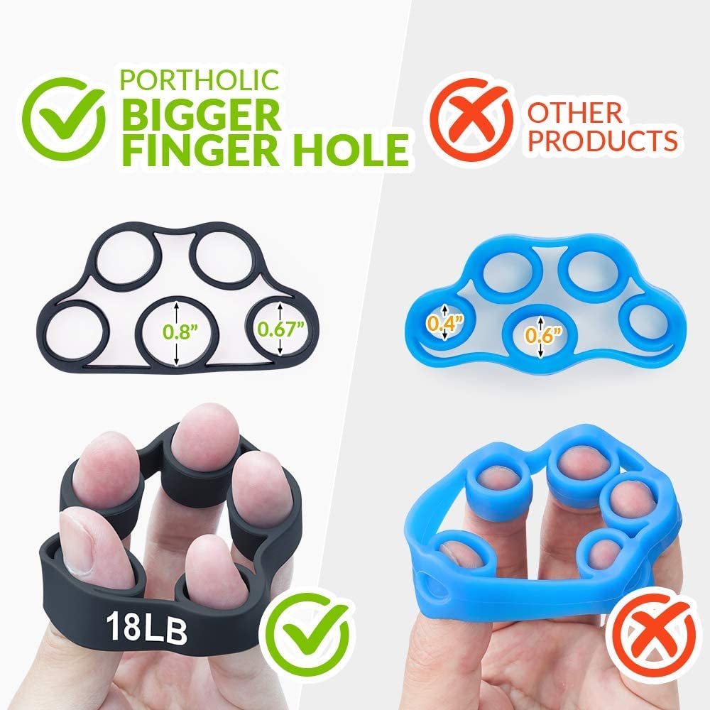 (4 Pack) Hand Grip Strengthener Trainer Kit Forearm Therapy Workout Grip Grip Ring, Finger Exerciser, Hand Exerciser & Stress Re