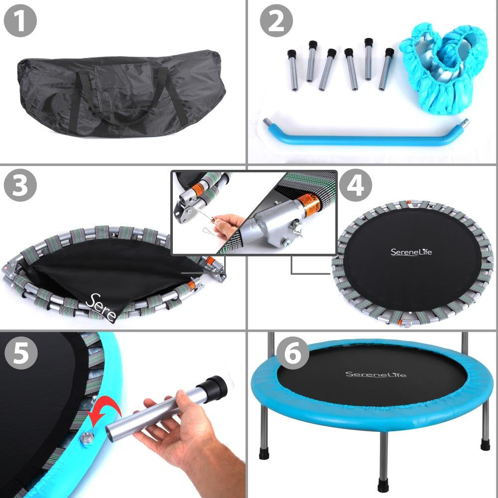 Serenelife 36'' Inch Portable Fitness Trampoline - Sports Trampoline For Indoor And Outdoor Use - Professional Round Jumping Car