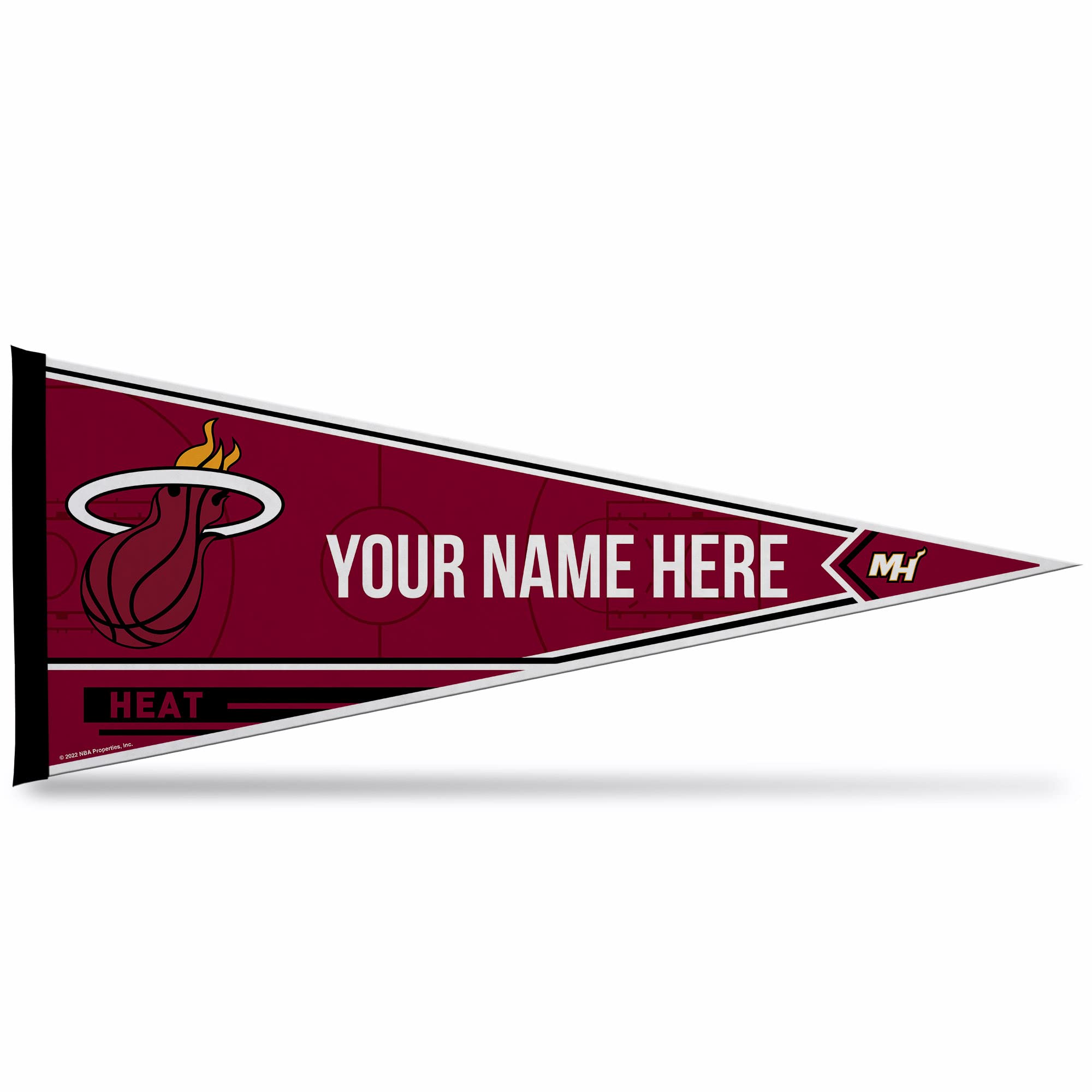 Rico Industries Nba Basketball Miami Heat Personalized - Custom 12'' X 30'' Soft Felt Pennant - Ez To Hang