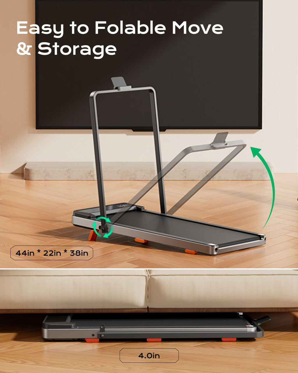Treaflow Walking Pad,Treadmill With Incline For Home Office, 2.5Hp Portable Under Desk Treadmill With 265 Lbs Capacity,Remote Co