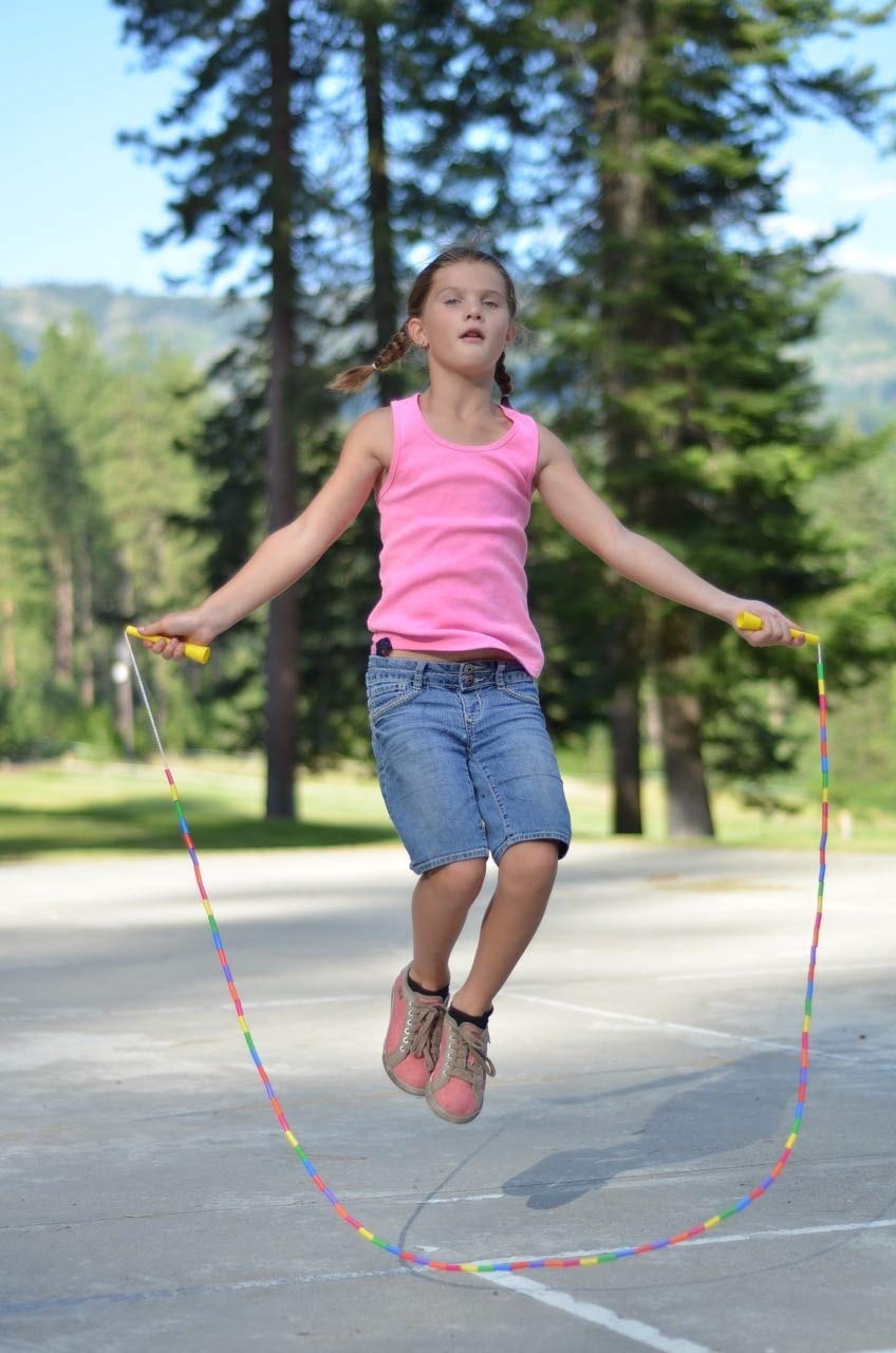 Beaded Kids Exercise Jump Rope - Segmented Skipping Rope For Kids - Durable Shatterproof Outdoor Beads - Light Weight And Tangle