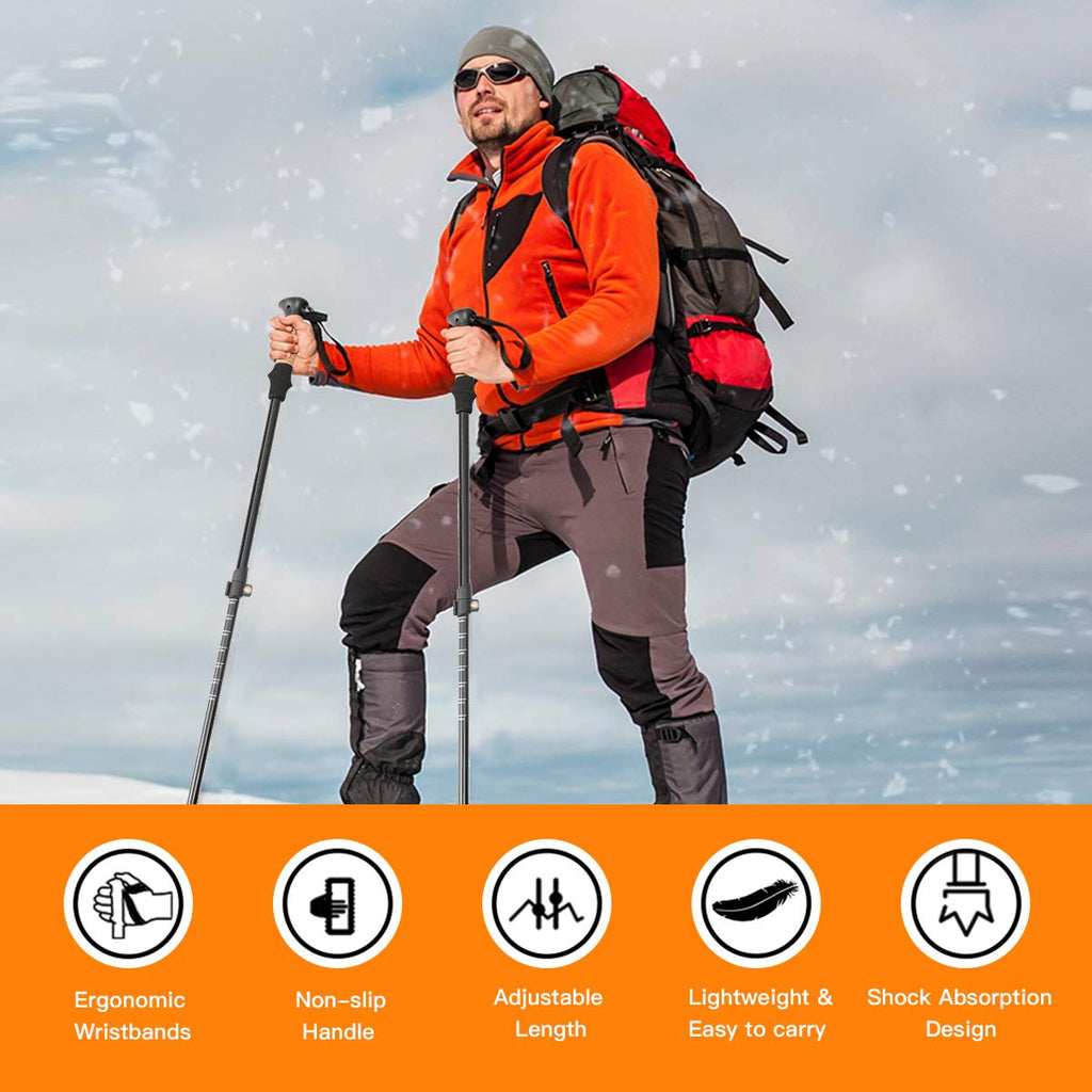 Goplus Trekking Poles, 2 Pack Adjustable Anti-Shock Hiking Walking Climbing Sticks, Lightweight Aluminum 7075 With Carry Bag