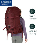 Osprey Fairview Trek 70L Womens Travel Backpack, Night Jungle Blue