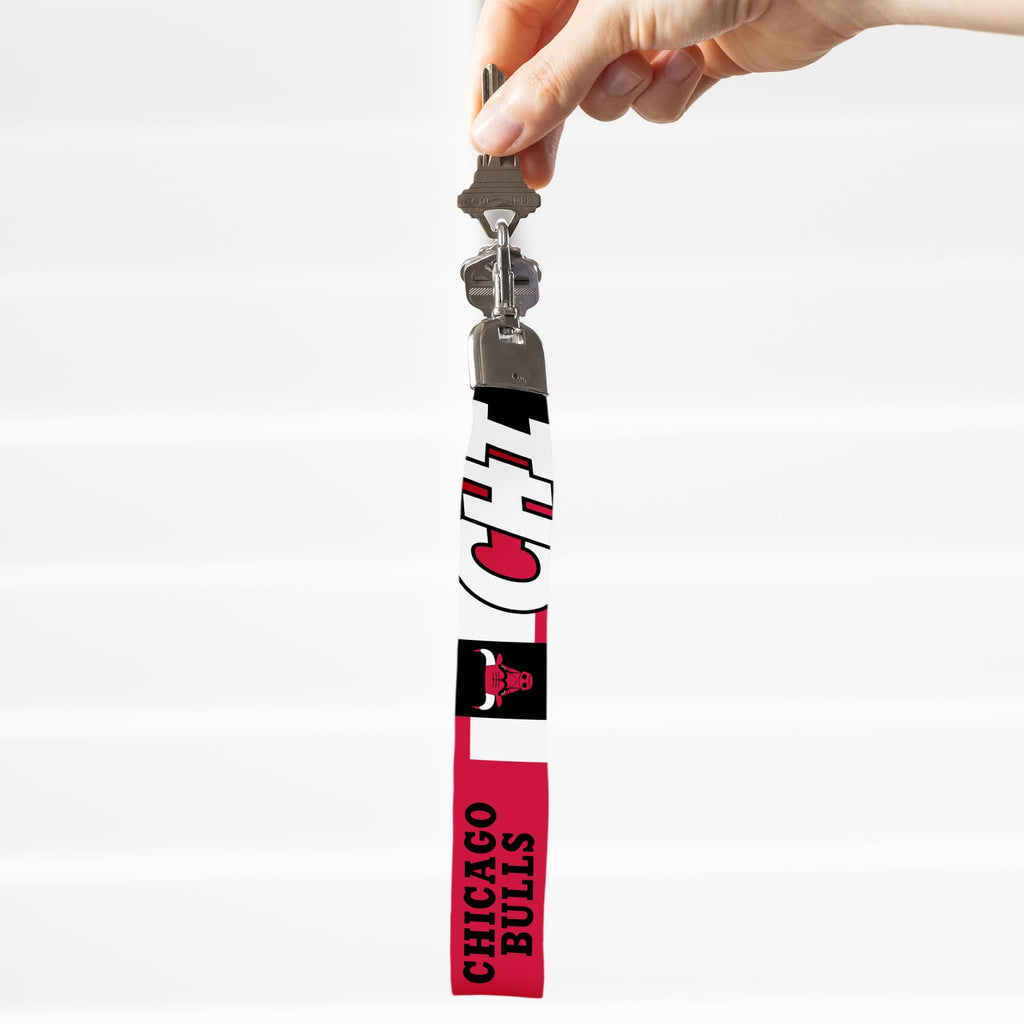 Rico Industries Nba Basketball Chicago Bulls Wrist Lanyard Key Chain, Cute Wristlet Strap Keychain Holder For Women Men Car Keys