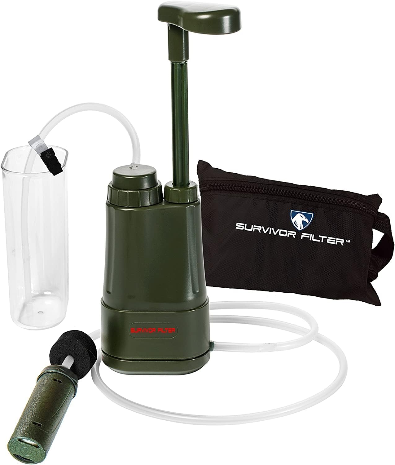 Survivor Filter Pro Water Purification System For Survival - Lightweight Hand-Pump Portable Water Filter For Backpacking Hiking