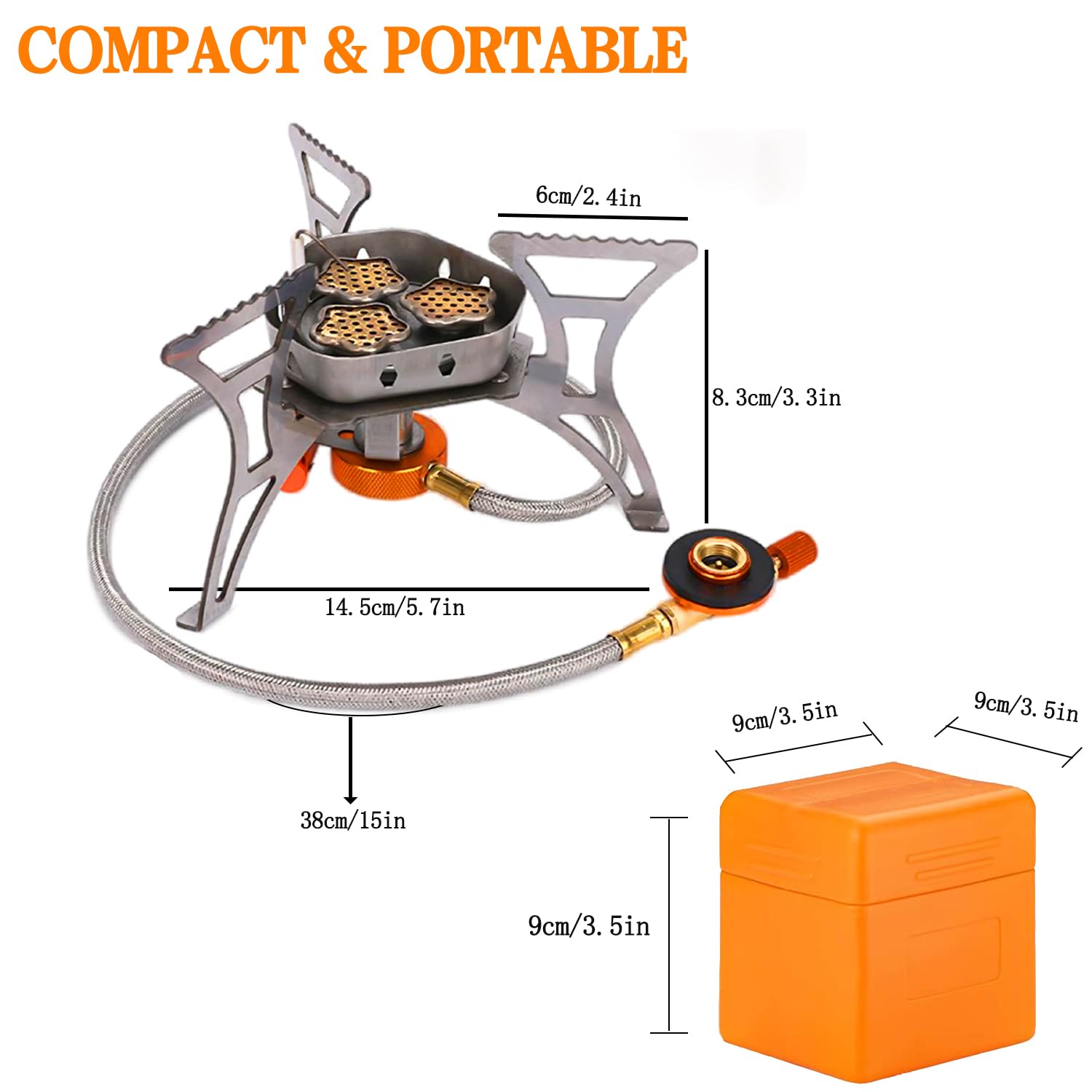 Svnvioz Camping Stove, Windproof Backpacking Stove With 3 Burner Cores, Piezo Ignition, Storage Box, 2 Types Fuel Canister Adapt
