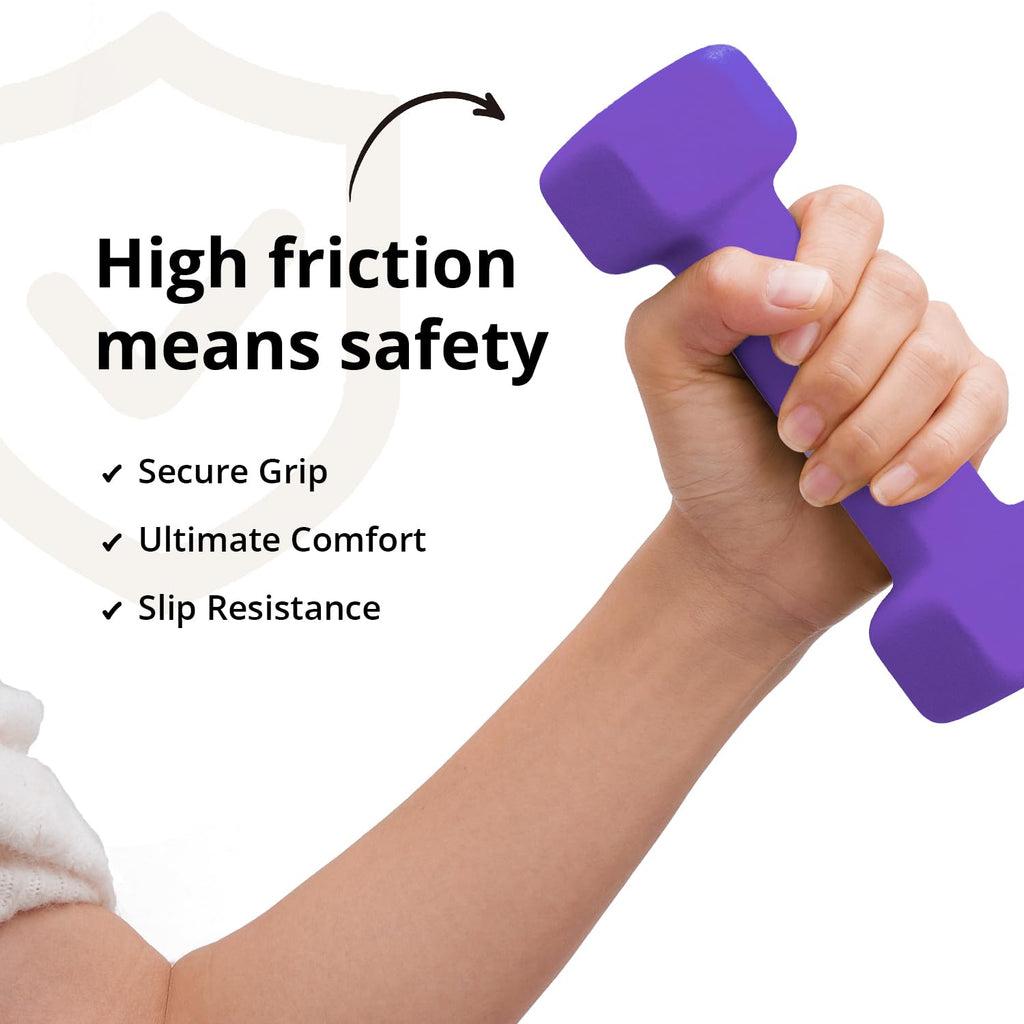 Set Of 2 Neoprene Dumbbell Hand Weights, Anti-Slip, Anti-Roll, Purple (Neoprene Dumbbells)