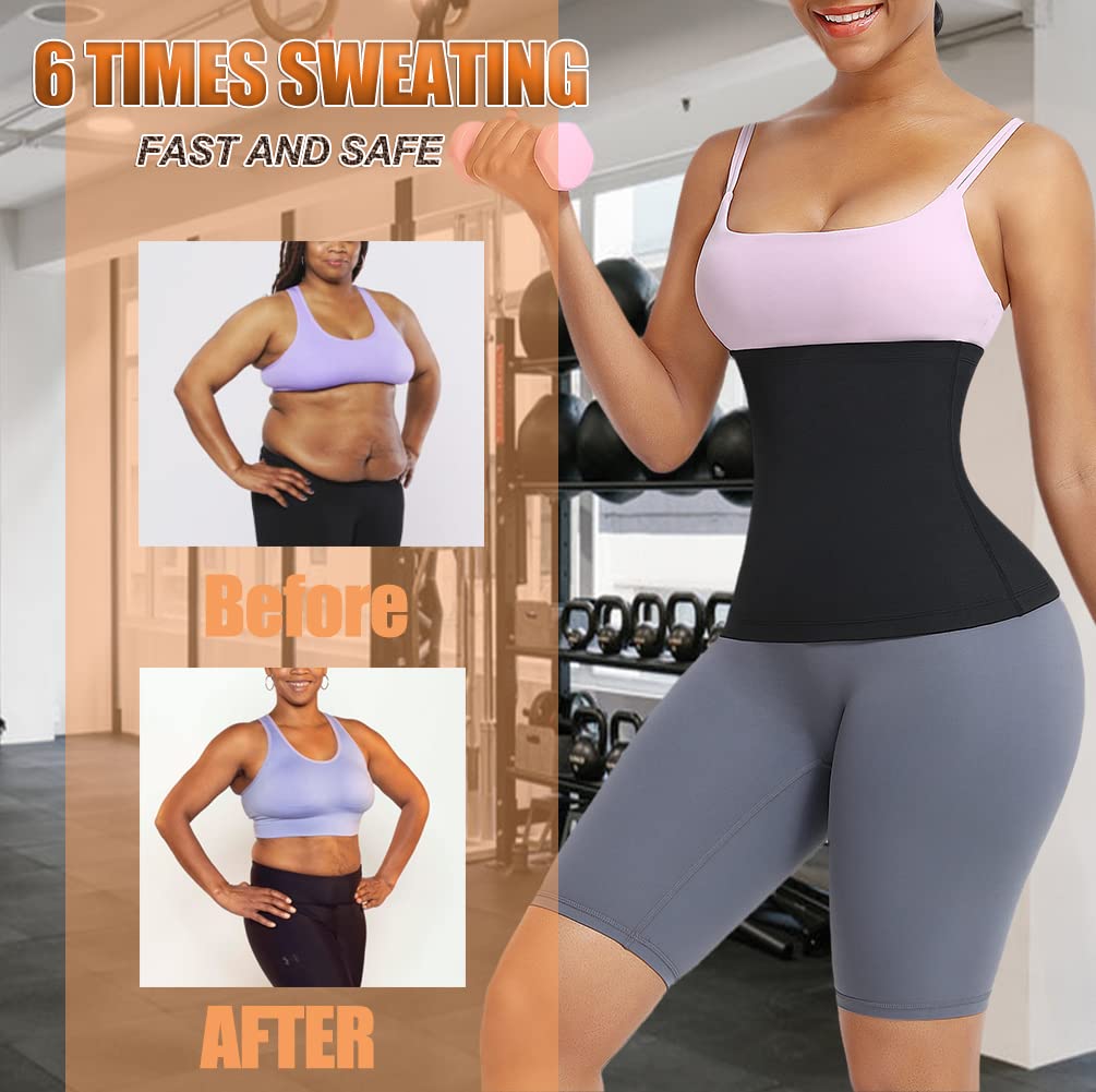 huiming Sauna Suit Waist Trimmer for Women Waist Trainer sweat band for stomach Belt Lower Belly Plus Size (Black, L/XL-1)