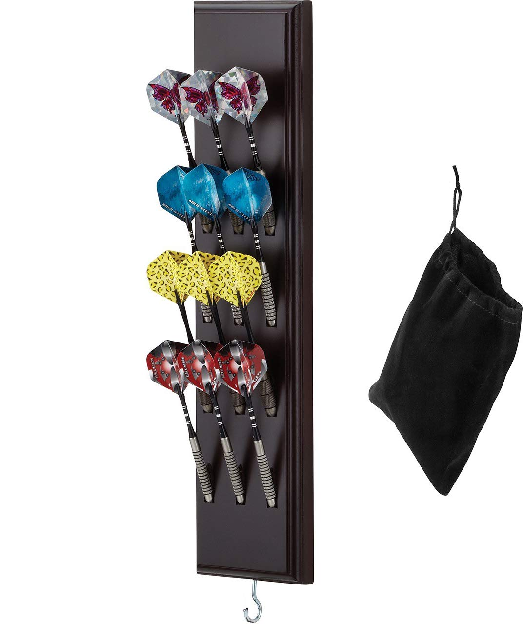 Viper Dart Caddy Solid Wood Wall Mounted Dart Holder / Stand, Displays 4 Sets Of Steel Or Soft Tip Darts, For All Sisal & Electr