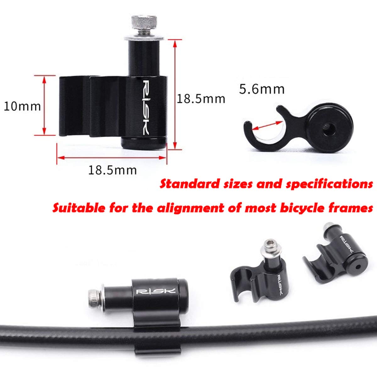 Farbetter 4 Pieces Bicycle Cable Guide, Hydraulic Brake Cable Housing Holder, Hose Wire Clips Clamps, Cable Grip, Black Alloy