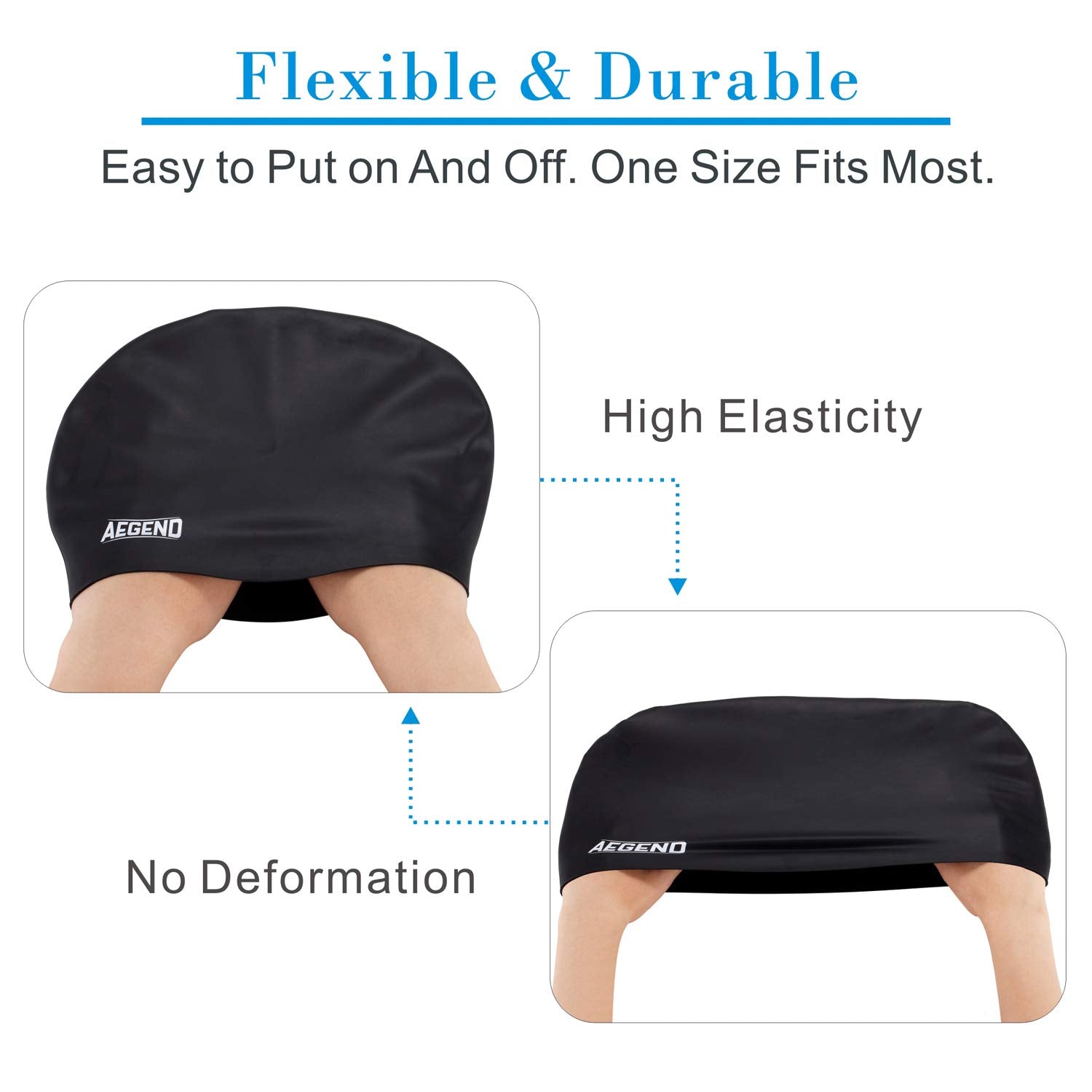Aegend Swim Caps For Long Hair (2 Pack), Durable Silicone Swimming Caps With Spacious Space For Women Men Adults, Easy To Put On