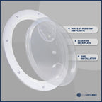 Five Oceans 8'' Boat Hatch, Marine Round Inspection Deck Plate Hatch With Detachable Clear Lid, Uv-Resistant Abs White Plastic,