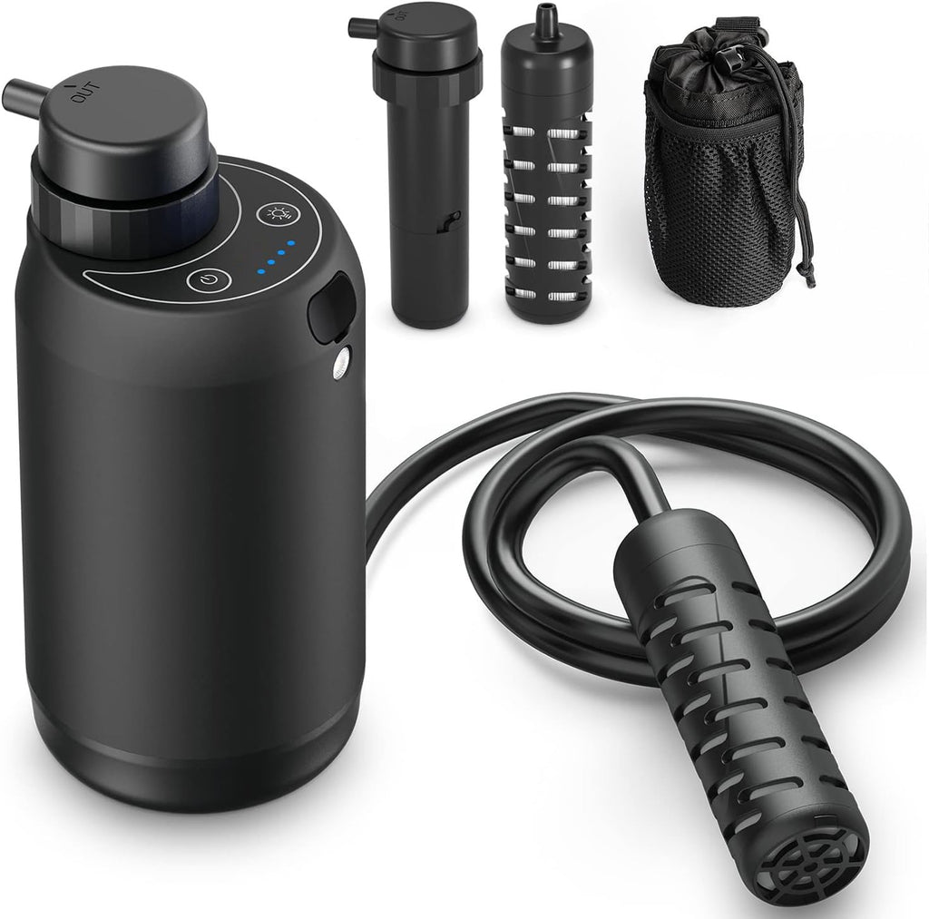 Portable Camping Water Purifier Dual 0.01 Micron Water Filtration System For Outdoor Backpacking, Hiking, Emergency - Dual Filte