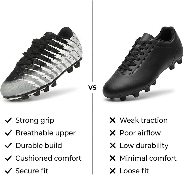 Vizari Bolt Youth Firm Ground Soccer Shoes - White/Black/Silver