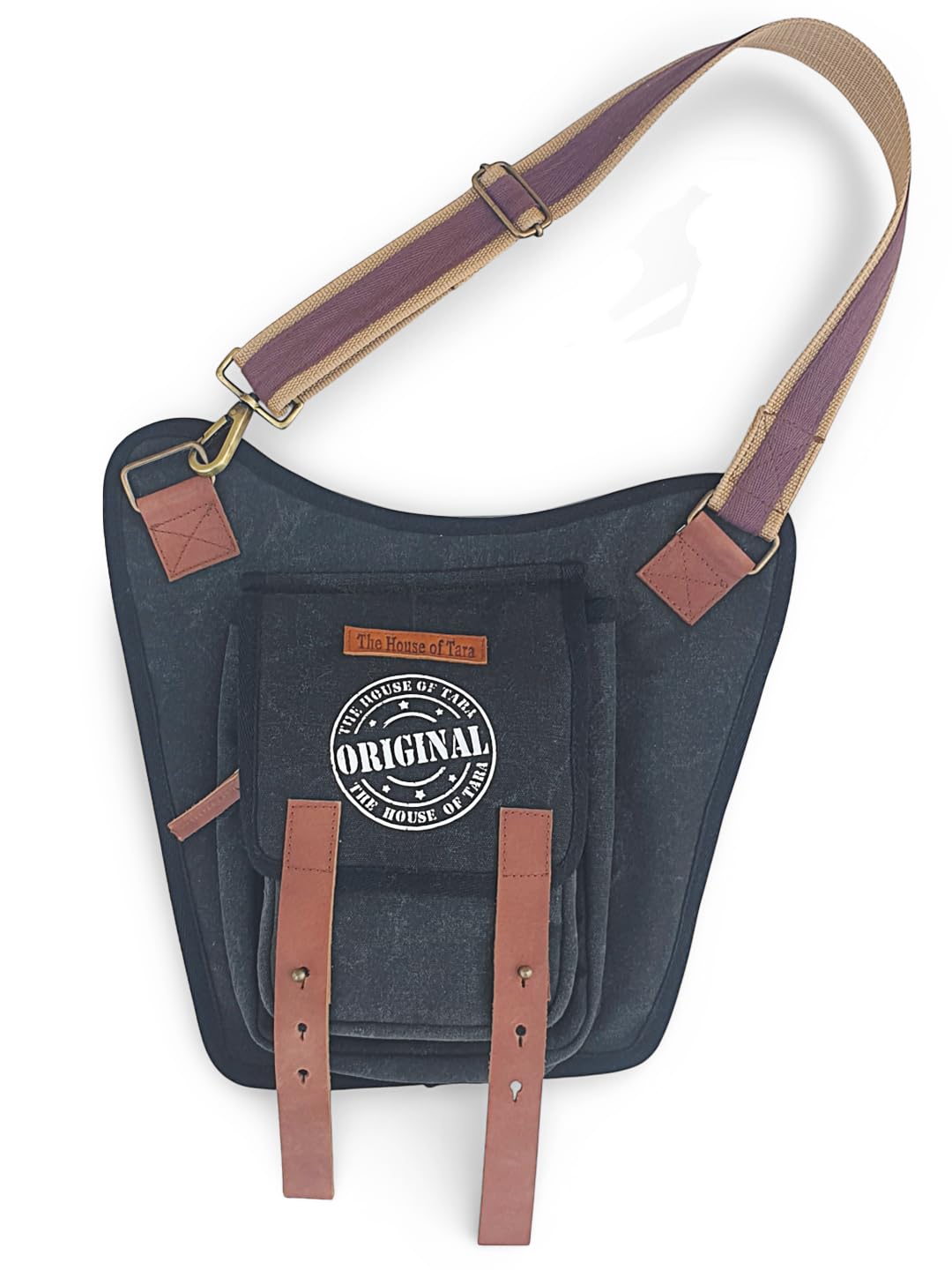 The House Of Tara Vintage Finish Canvas Cross Body Bag/Waist Bag | Phantom Black Color | Travel Accessory Fanny Pack | Adjustabl