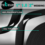 Teceum 1 Inch Webbing - Black - 50 Yards - 1    Webbing For Climbing Outdoors Indoors Crafting Diy Nw