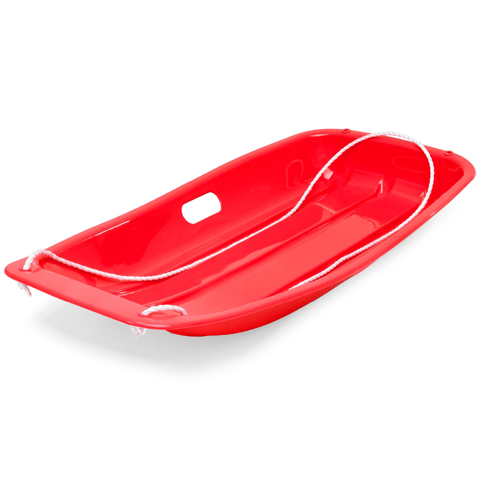 Best Choice Products 35In Kids Plastic Toboggan Snow Sled W/Pull Rope, 2 Handles - Red