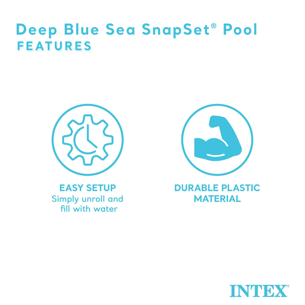 Intex Deep Sea Blue 8 Feet X 18 Inch Snapset Instant Round Plastic Above Ground Swimming Kiddie Pool For Ages 3 Years And Up, Bl