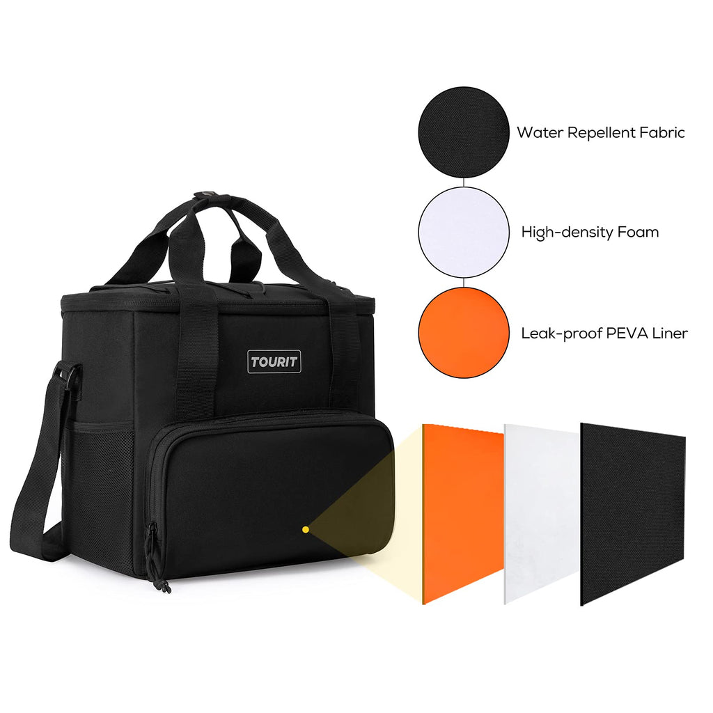 Tourit Cooler Bag 24-Can Insulated Soft Cooler Lunch Coolers Portable Cooler Bag 14.6L For Picnic, Beach, Work, Trip, Daily, Bla