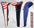 Usa Patriot Golf Zipper Head Covers 5 Fairway Woods Headcover U.S.A Neoprene Style Patriotic Driver Fits All Fairway Clubs