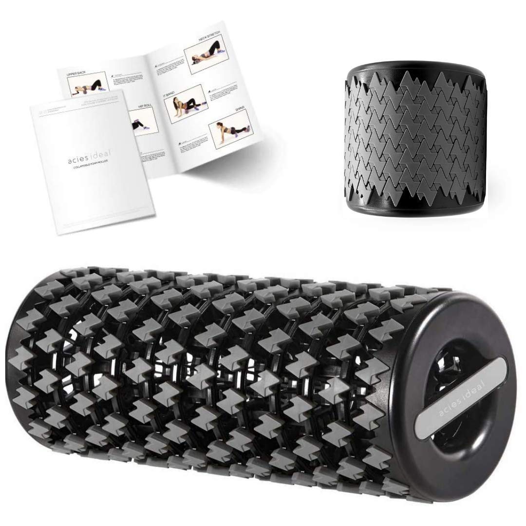 Acies Ideal Collapsible Foam Roller for Travel & Exercise  Deep Tissue Foam Roller for Muscles and Back, Compact Stretching Rol