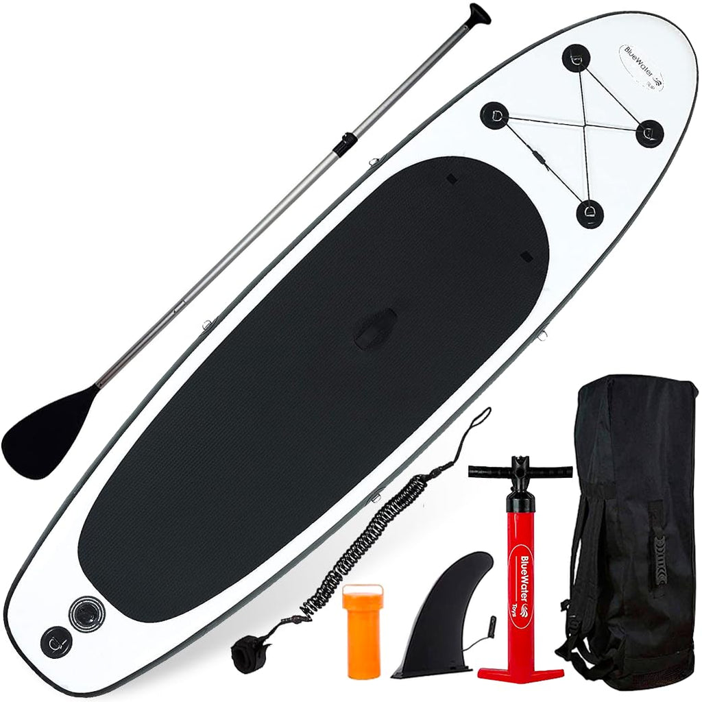 Blue Water Toys Portable Inflatable Stand Up Paddle Board Kit With Pump, Backpack, Coil Leash, And Repair Kit, Sup 350 Pound Lim