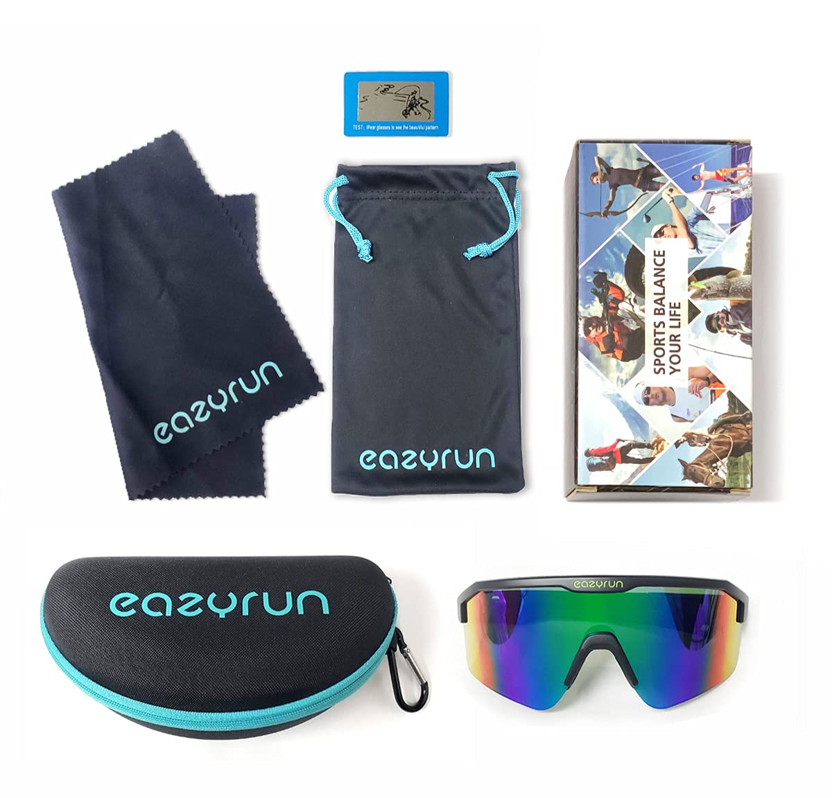 Eazyrun Green Warp Around Shield Polarized Small Narrow Cycling Sunglasses For Men, Pit Viper Baseball Fishing Ski Beach Volleyb