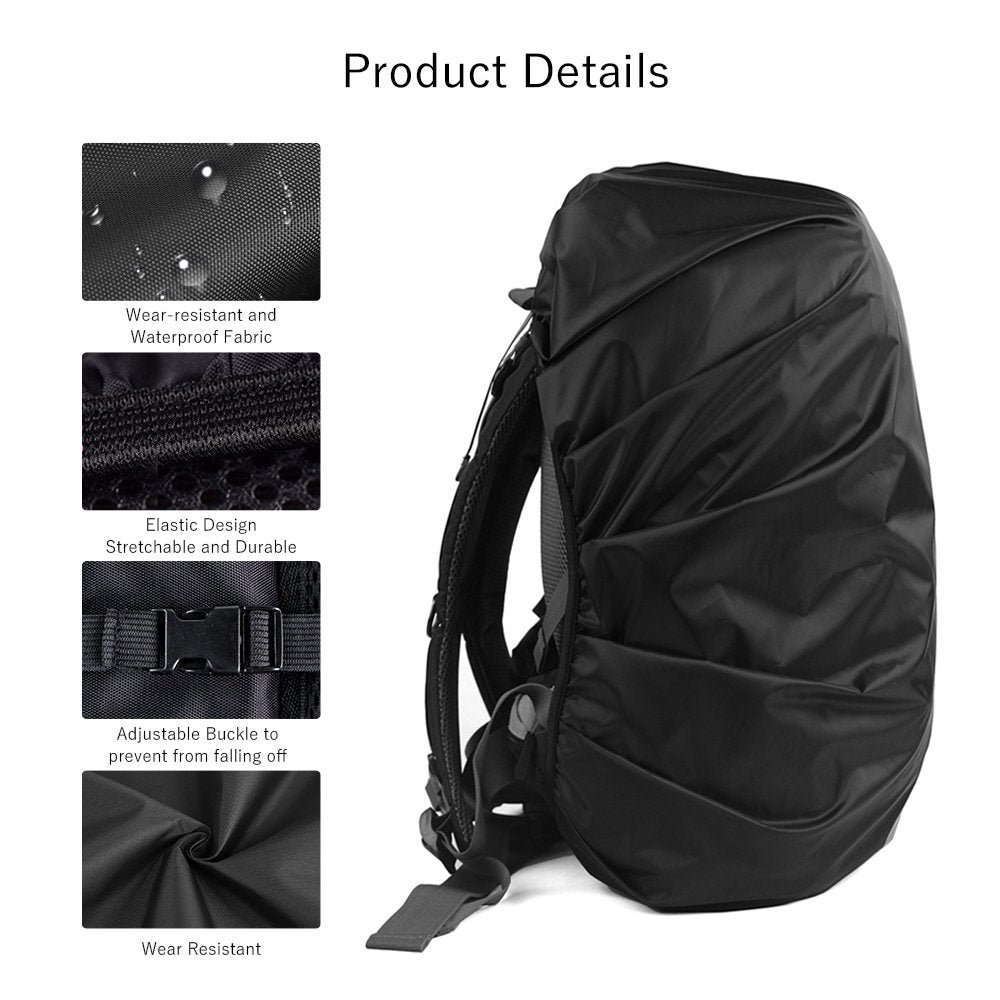 Lama 2Pcs Waterproof Rain Cover For Backpack, Reflective Rainproof Protector For Anti-Dust And Anti-Theft S 18L-25L Black
