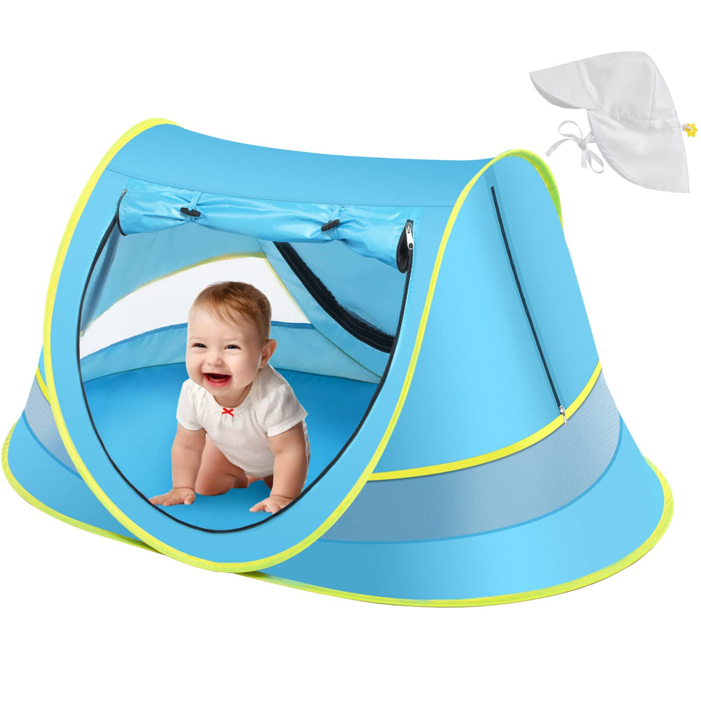 Baby Beach Tent With Baby Hat, Pop Up Toddler Travel Tent With Sun Hat For Boys Or Girls, Sun Shade For Toddler Camping, Infant 
