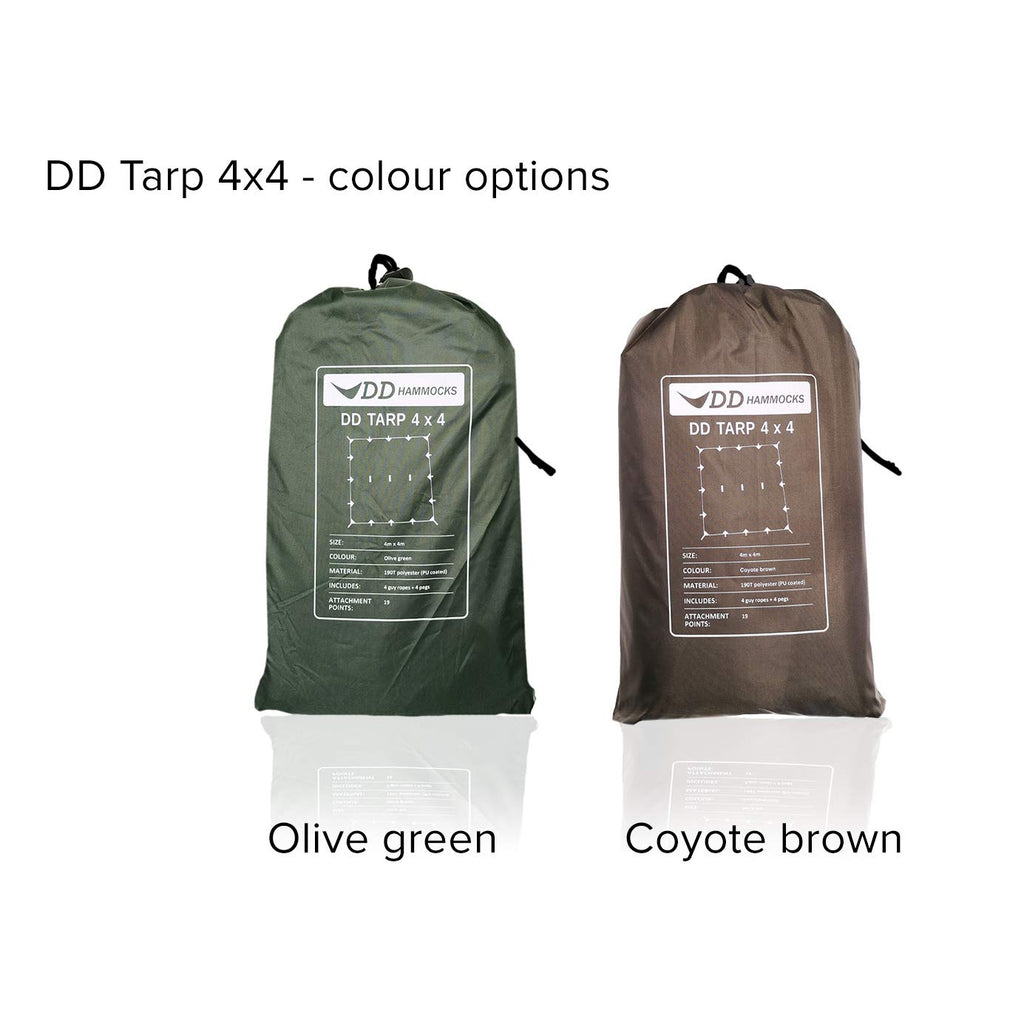 Dd Hammocks - Dd Tarp 4X4 - Coyote Brown (13Ft X 13Ft) - 100% Waterproof Lightweight & Multifunctional Rainfly Square Tarp Tent