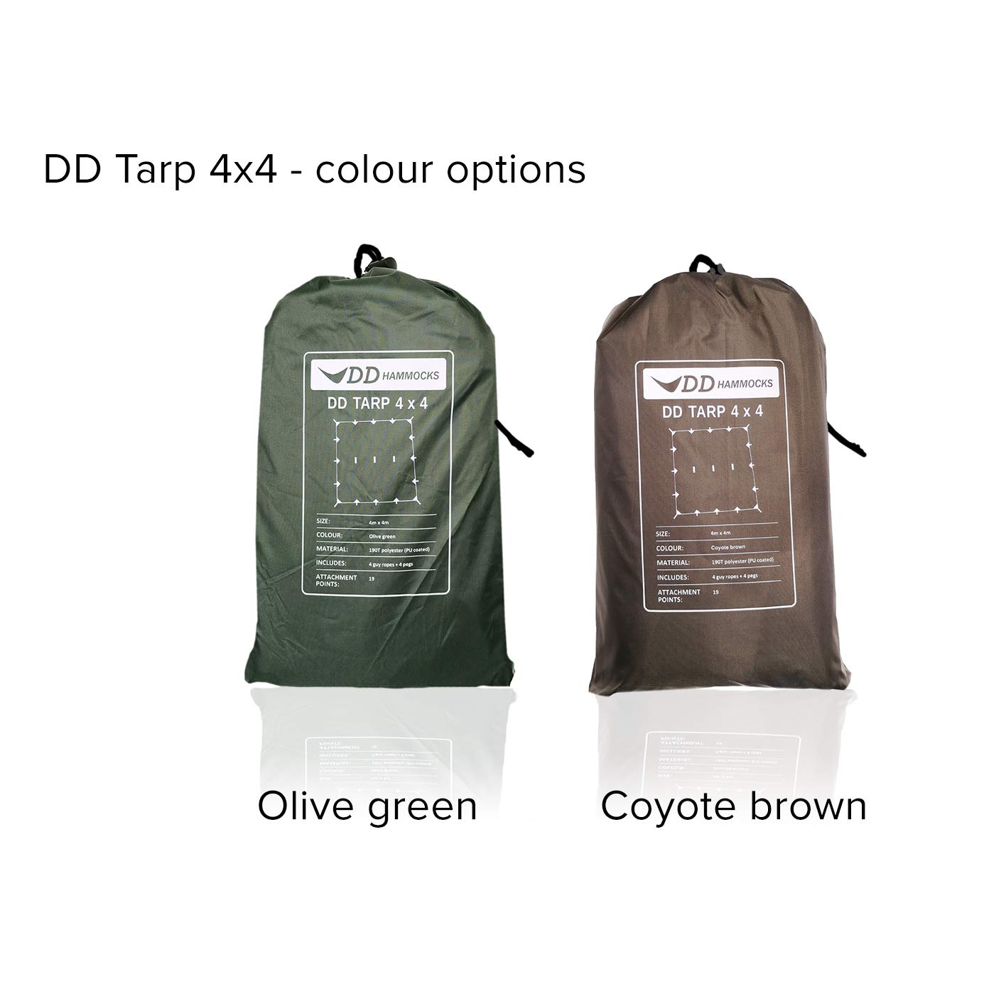 Dd Hammocks - Dd Tarp 4X4 - Coyote Brown (13Ft X 13Ft) - 100% Waterproof Lightweight & Multifunctional Rainfly Square Tarp Tent