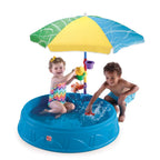 Step2 Play & Shade Pool, Kids Activity Pool With Umbrella, Summer Outdoor Toys, 7 Piece Toy Accessories, For Toddlers 2+ Years O